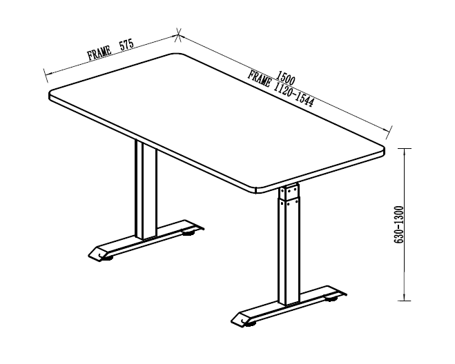 Desenho de mesa com suporte único de dois motores